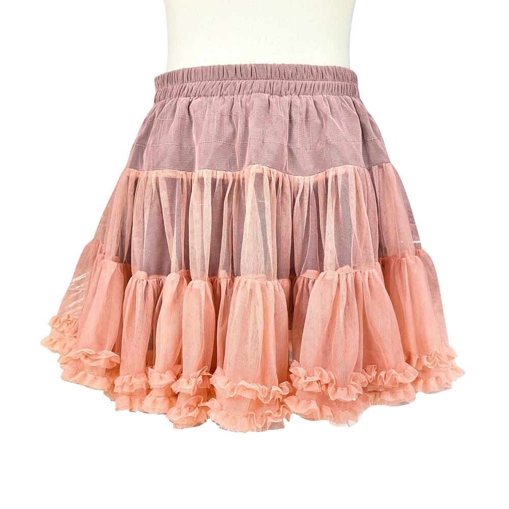 URBAN OUTFITTERS Tulle Tutu Tiered Ruffle Ballerina Mini Skirt Pink Size L